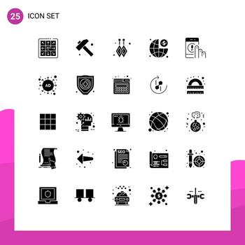 25 User Interface Solid Glyph Pack of modern Signs and Symbols of ad help business contact click Editable Vector Design Elements
