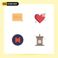 4 Flat Icon concept for Websites Mobile and Apps chat previous bandage heart speaker Editable Vector Design Elements