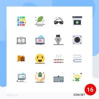 16 Universal Flat Color Signs Symbols of processing website glasses web page Editable Pack of Creative Vector Design Elements