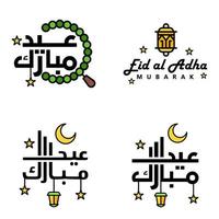 Vector Pack of 4 Arabic Calligraphy Text Eid Mubarak Celebration of Muslim Community Festival