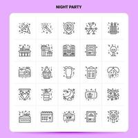 OutLine 25 Night Party Icon set Vector Line Style Design Black Icons Set Linear pictogram pack Web and Mobile Business ideas design Vector Illustration