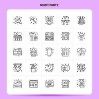 OutLine 25 Night Party Icon set Vector Line Style Design Black Icons Set Linear pictogram pack Web and Mobile Business ideas design Vector Illustration