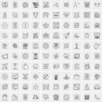 paquete de 100 iconos de líneas universales para móviles y web vector