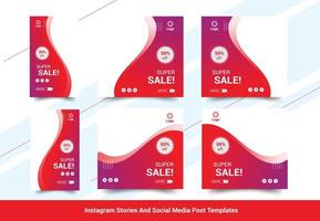 Set of fashion Insta post social media post template design vector