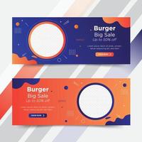 banner web de hamburguesas, diseño de portada vector