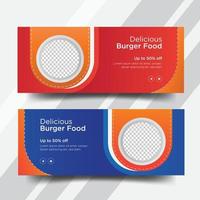 comida, diseño de plantillas de banner web de hamburguesas vector