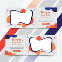 banner web de hamburguesas, diseño de portada vector