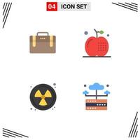 Set of 4 Commercial Flat Icons pack for bag nuclear motivation drinks waste Editable Vector Design Elements