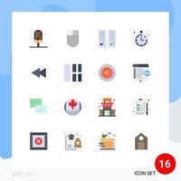 Mobile Interface Flat Color Set of 16 Pictograms of arrow location mouse compass school Editable Pack of Creative Vector Design Elements