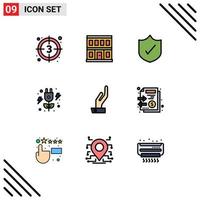 Universal Icon Symbols Group of 9 Modern Filledline Flat Colors of share alms building power energy Editable Vector Design Elements