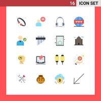 Modern Set of 16 Flat Colors and symbols such as seo media less engine monitor Editable Pack of Creative Vector Design Elements