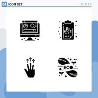 Modern Set of 4 Solid Glyphs Pictograph of computer mobile chemistry clip board touch Editable Vector Design Elements