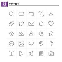 25 conjunto de iconos de twitter vector de fondo