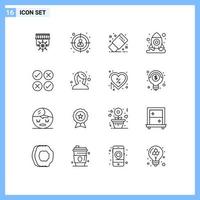 Stock Vector Icon Pack of 16 Line Signs and Symbols for tick cross eraser creative shuttle Editable Vector Design Elements