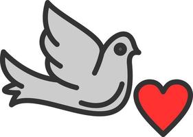 Dove with Heart Vector Icon Design