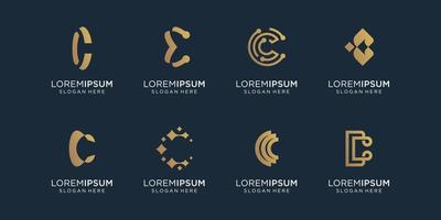 conjunto de plantilla de diseño de logotipo de letra c inicial abstracta. iconos para negocios de tecnología, elegantes, dorados, simples. vector premium