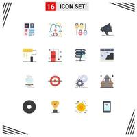 Universal Icon Symbols Group of 16 Modern Flat Colors of development coding lock megaphone marketing Editable Pack of Creative Vector Design Elements