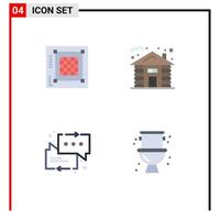paquete de interfaz de usuario de 4 iconos planos básicos de diseño chat casa web soporte elementos de diseño vectorial editables vector