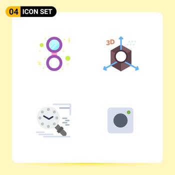Flat Icon Pack of 4 Universal Symbols of bathroom search solid development time Editable Vector Design Elements