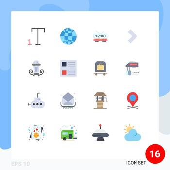 User Interface Pack of 16 Basic Flat Colors of layout lantern machine lamp light Editable Pack of Creative Vector Design Elements