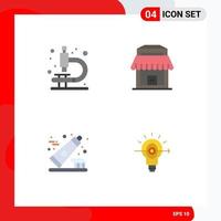 Modern Set of 4 Flat Icons and symbols such as lab clean building dentifrice success Editable Vector Design Elements