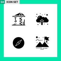 Pack of 4 Solid Style Icon Set Glyph Symbols for print Creative Signs Isolated on White Background 4 Icon Set Creative Black Icon vector background