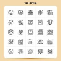 OutLine 25 Web Hosting Icon set Vector Line Style Design Black Icons Set Linear pictogram pack Web and Mobile Business ideas design Vector Illustration