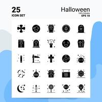 25 conjunto de iconos de halloween 100 archivos eps 10 editables ideas de concepto de logotipo de empresa diseño de icono de glifo sólido vector