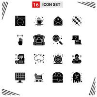 16 iconos estilo sólido cuadrícula basada en símbolos de glifos creativos para el diseño de sitios web signos de iconos sólidos simples aislados en fondo blanco 16 conjunto de iconos fondo de vector de icono negro creativo