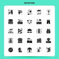 conjunto de iconos de parque acuático sólido 25 diseño de estilo de glifo vectorial conjunto de iconos negros diseño de ideas de negocios web y móvil ilustración vectorial vector