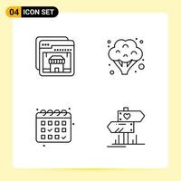 4 Creative Icons for Modern website design and responsive mobile apps 4 Outline Symbols Signs on White Background 4 Icon Pack vector