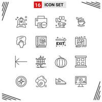 16 Icons Line Style Grid Based Creative Outline Symbols for Website Design Simple Line Icon Signs Isolated on White Background 16 Icon Set Creative Black Icon vector background