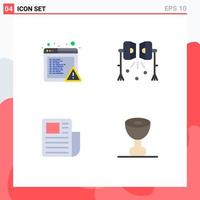 Group of 4 Modern Flat Icons Set for alert sheet illumination studio lightning text sheet Editable Vector Design Elements