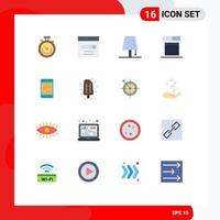16 User Interface Flat Color Pack of modern Signs and Symbols of phone technology user business light Editable Pack of Creative Vector Design Elements