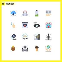 Pictogram Set of 16 Simple Flat Colors of control hand sport data energy Editable Pack of Creative Vector Design Elements