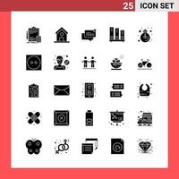 paquete de 25 iconos símbolos de glifo de estilo sólido sobre fondo blanco signos simples para el diseño general fondo de vector de icono negro creativo