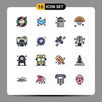 Set of 16 Modern UI Icons Symbols Signs for business computer brochure weather rainy Editable Creative Vector Design Elements