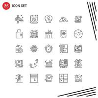 Set of 25 Vector Lines on Grid for sun hill business landscape selection Editable Vector Design Elements