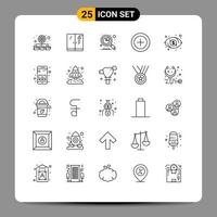 Pack of 25 creative Lines of app eye data dollar money Editable Vector Design Elements