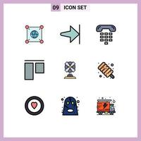 User Interface Pack of 9 Basic Filledline Flat Colors of home electric communication vertical align Editable Vector Design Elements