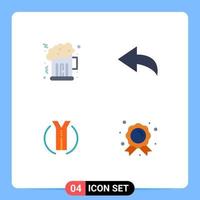 Set of 4 Modern UI Icons Symbols Signs for beer achievement arrow trip champion Editable Vector Design Elements