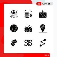 Solid Glyph Pack of 9 Universal Symbols of hygienic nature e globe sent Editable Vector Design Elements