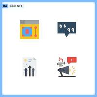 Pictogram Set of 4 Simple Flat Icons of web document tool quote report Editable Vector Design Elements