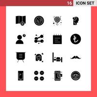 Pictogram Set of 16 Simple Solid Glyphs of dumbbell anonymous construction head love Editable Vector Design Elements