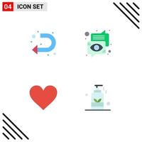 conjunto de iconos planos de interfaz móvil de 4 pictogramas de flecha corazón izquierda comunicación como elementos de diseño vectorial editables vector