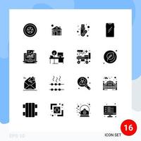 16 User Interface Solid Glyph Pack of modern Signs and Symbols of analytics huawei security mobile phone Editable Vector Design Elements