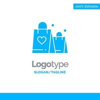 bolso amor corazón boda azul sólido logotipo plantilla lugar para eslogan vector