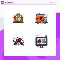 Pack of 4 Modern Filledline Flat Colors Signs and Symbols for Web Print Media such as chess sale tactic packet coding Editable Vector Design Elements