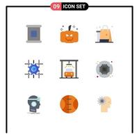 conjunto de 9 iconos de interfaz de usuario modernos signos de símbolos para elementos de diseño vectorial editables de engranajes de nueva línea de lavado de coches