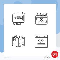 Stock Vector Icon Pack of 4 Line Signs and Symbols for computer book chat day knowledge Editable Vector Design Elements